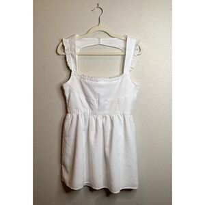 Princess Polly White Linen Blend Ruffle Mini Dress Cutout Back Lace Trim US 4